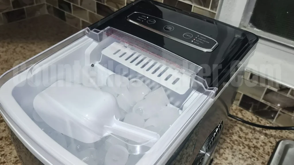 basket filled with ice in the goveelife smart countertop ice maker