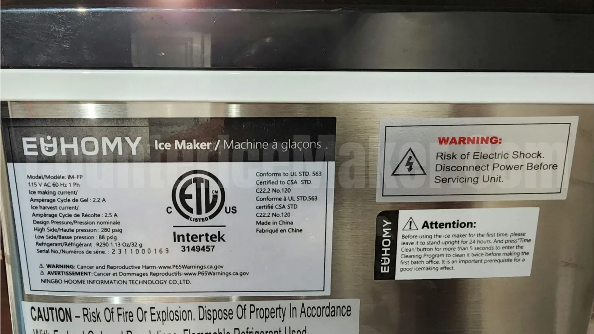 labels with Euhomy Im-Fp specifications on the back